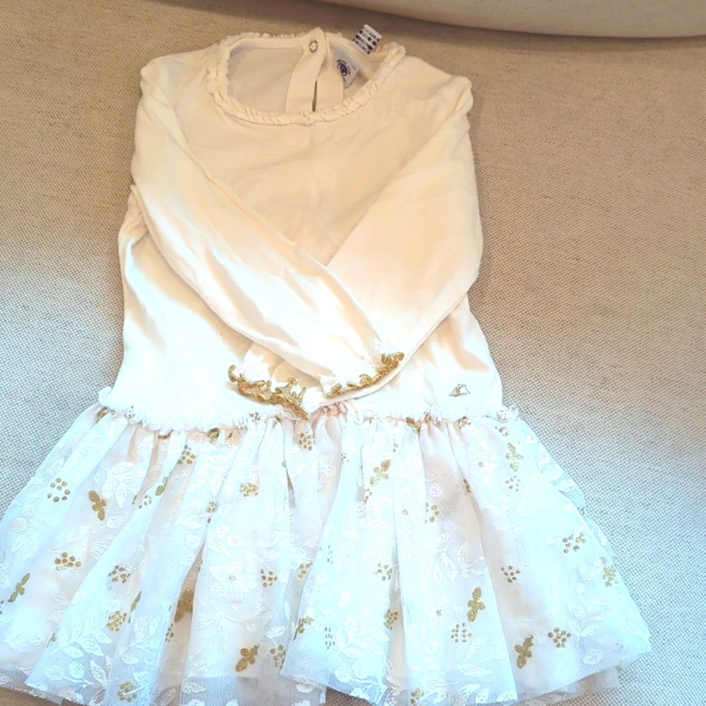 Petit Bateau white floral tulle dress (size 24 months)